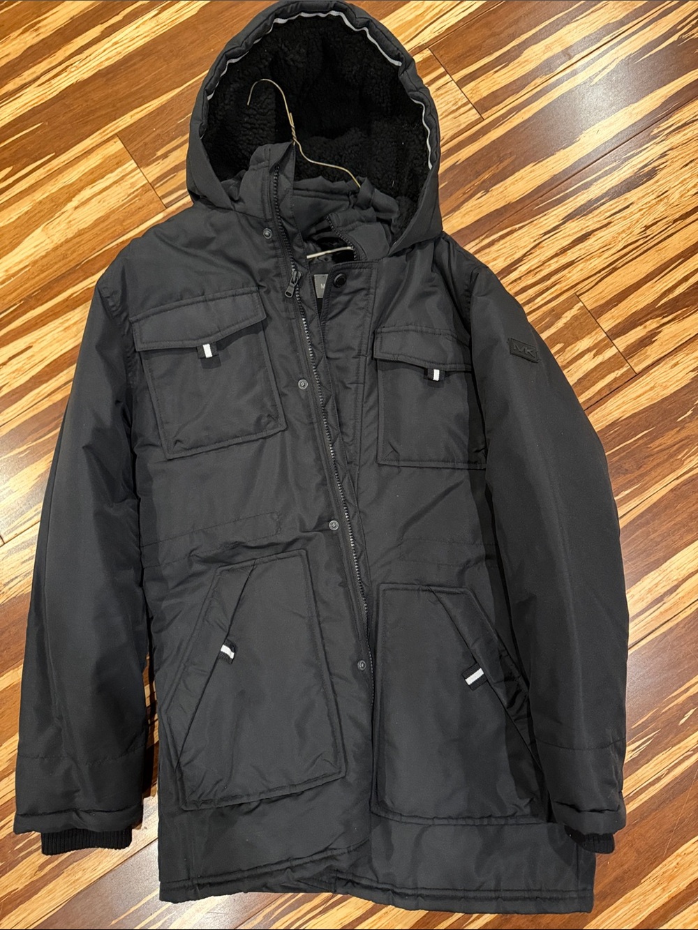 Michael Kors Black Hooded Field Coat